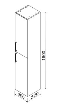 CONCEPT 250 vysoká skříňka 30x32x160 cm, 2 dvířka, antracit lesk PTA-011 Technický nákres
