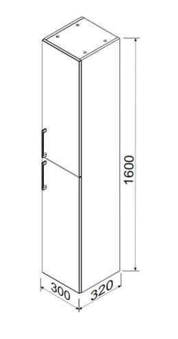 CONCEPT 250 vysoká skříňka 30x32x160 cm, 2 dvířka, bílá PTA-010 Technický nákres