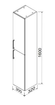 CONCEPT 250 vysoká skříňka 30x32x160 cm, 2 dvířka, bílá PTA-010 Technický nákres