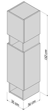 CONCEPT 400 vysoká skříňka 35x36x152 cm, 2 police, 2 dvířka, panty vlevo, lesklá bílá C400.35L.B Technický nákres
