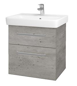 DŘEVOJAS Q MAX SZZ2 60 skříňka s umyvadlem 60x47,5x56 cm, 2 zásuvky, úchytka hliník mat, beton