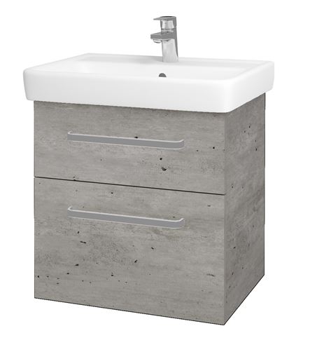 DŘEVOJAS Q MAX SZZ2 60 skříňka s umyvadlem 60x47,5x56 cm, 2 zásuvky, úchytka hliník mat, beton 67529-T01 Obrázek - Hlavní obrázek