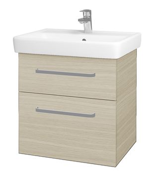 DŘEVOJAS Q MAX SZZ2 60 skříňka s umyvadlem 60x47,5x56 cm, 2 zásuvky, úchytka hliník mat, dub