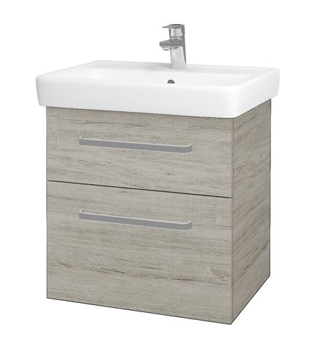 DŘEVOJAS Q MAX SZZ2 60 skříňka s umyvadlem 60x47,5x56 cm, 2 zásuvky, úchytka hliník mat, oregon 61312-T01 Obrázek - Hlavní obrázek
