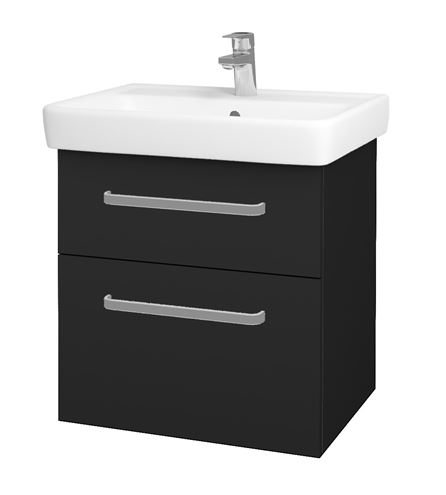 DŘEVOJAS Q MAX SZZ2 60 skříňka s umyvadlem 60x47,5x56 cm, 2 zásuvky, úchytka hliník mat, antracit vysoký lesk 60377-T01 Obrázek - Hlavní obrázek