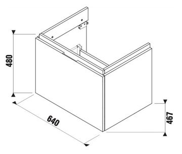 JIKA CUBITO PURE skříňka pod umyvadlo 64x46,7x48 cm, 1 zásuvka, Push-open, lesklá bílá H40J4243015001 Technický nákres