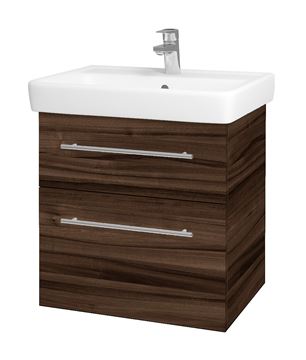 DŘEVOJAS Q MAX SZZ2 60 skříňka s umyvadlem 60x47,5x56 cm, 2 zásuvky, úchytka ocel, ořech