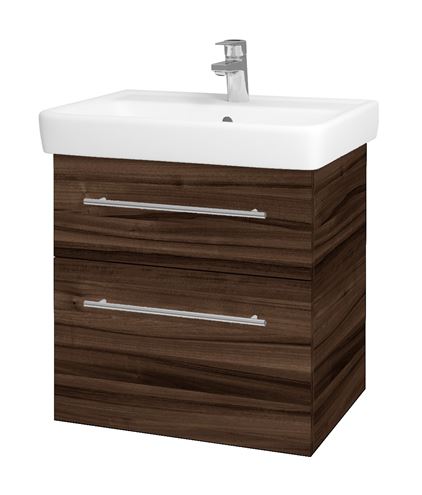 DŘEVOJAS Q MAX SZZ2 60 skříňka s umyvadlem 60x47,5x56 cm, 2 zásuvky, úchytka ocel, ořech 60353-T02 Obrázek - Hlavní obrázek