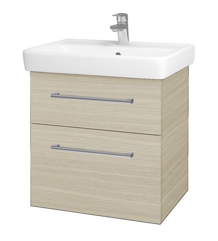DŘEVOJAS Q MAX SZZ2 60 skříňka s umyvadlem 60x47,5x56 cm, 2 zásuvky, úchytka chrom, dub 60346-T03 Obrázek - Hlavní obrázek
