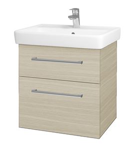 DŘEVOJAS Q MAX SZZ2 60 skříňka s umyvadlem 60x47,5x56 cm, 2 zásuvky, úchytka chrom, dub