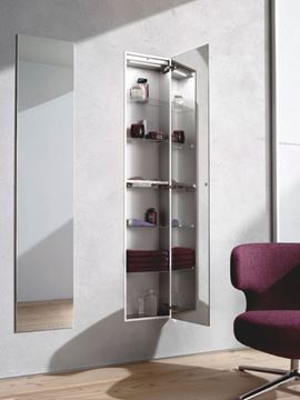 CONCEPT 300 vysoká skříňka 31,6x15,8x158,6 cm, 1 dvířka, Push-open, s osvětlením, bílá/zrcadlo 015-2040 Obrázek - fotka