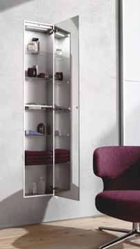 CONCEPT 300 vysoká skříňka 31,6x15,8x158,6 cm, 1 dvířka, Push-open, s osvětlením, bílá/bílé sklo 015-2027 Obrázek - fotka