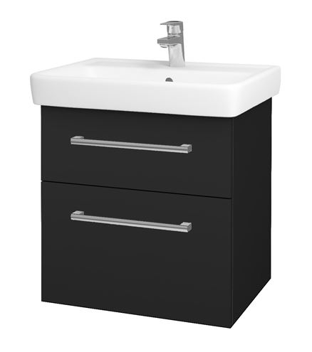 DŘEVOJAS Q MAX SZZ2 60 skříňka s umyvadlem 60x47,5x56 cm, 2 zásuvky, úchytka chrom, antracit vysoký lesk 60377-T03 Obrázek - Hlavní obrázek