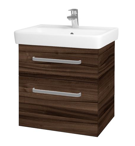DŘEVOJAS Q MAX SZZ2 60 skříňka s umyvadlem 60x47,5x56 cm, 2 zásuvky, úchytka hliník mat, ořech 60353-T01 Obrázek - Hlavní obrázek