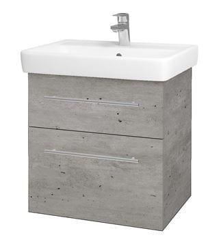 DŘEVOJAS Q MAX SZZ2 60 skříňka s umyvadlem 60x47,5x56 cm, 2 zásuvky, úchytka ocel, beton