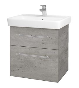 DŘEVOJAS Q MAX SZZ2 60 skříňka s umyvadlem 60x47,5x56 cm, 2 zásuvky, úchytka ocel, beton