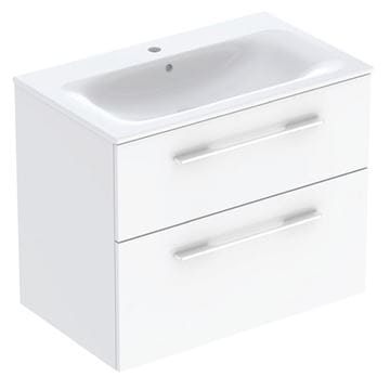 GEBERIT SELNOVA SQUARE skříňka s umyvadlem 80x48x65,2 cm, 2 zásuvky, lesklá bílá