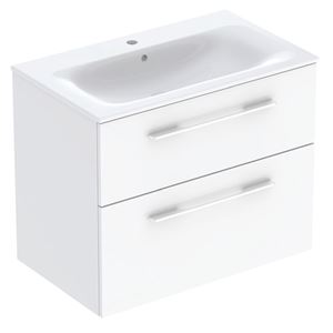 GEBERIT SELNOVA SQUARE skříňka s umyvadlem 80x48x65,2 cm, 2 zásuvky, lesklá bílá