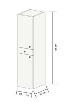 CONCEPT 50 vysoká skříňka 35x35x184 cm, 1 zásuvka, 2 dvířka, panty vlevo, bělený dub/bílá C50.VLBD Obrázek - fotka