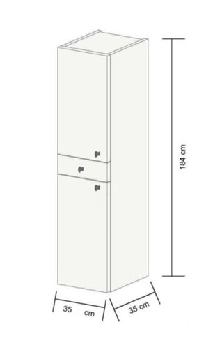 CONCEPT 50 vysoká skříňka 35x35x184 cm, 1 zásuvka, 2 dvířka, panty vlevo, bělený dub/bílá C50.VLBD Obrázek - fotka