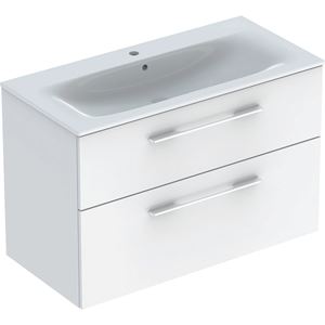 GEBERIT SELNOVA SQUARE skříňka s umyvadlem 100x48x65,2 cm, 2 zásuvky, lesklá bílá