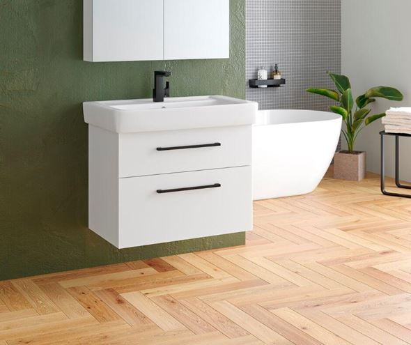 DŘEVOJAS Q MAX SZZ2 55 skříňka s umyvadlem 55x47,5x56 cm, 2 zásuvky, úchytka hliník mat, dub 61282-T01 Obrázek - fotka