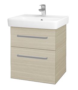 DŘEVOJAS Q MAX SZZ2 55 skříňka s umyvadlem 55x47,5x56 cm, 2 zásuvky, úchytka hliník mat, dub