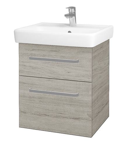 DŘEVOJAS Q MAX SZZ2 55 skříňka s umyvadlem 55x47,5x56 cm, 2 zásuvky, úchytka hliník mat, oregon 61305-T01 Obrázek - Hlavní obrázek