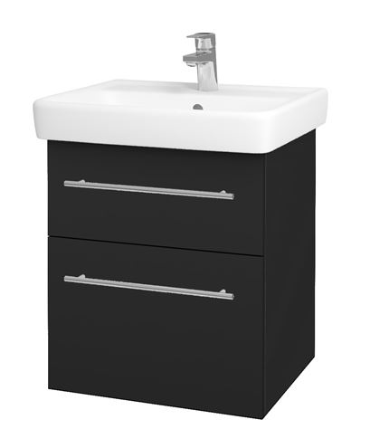 DŘEVOJAS Q MAX SZZ2 55 skříňka s umyvadlem 55x47,5x56 cm, 2 zásuvky, úchytka ocel, antracit vysoký lesk 60360-T02 Obrázek - Hlavní obrázek