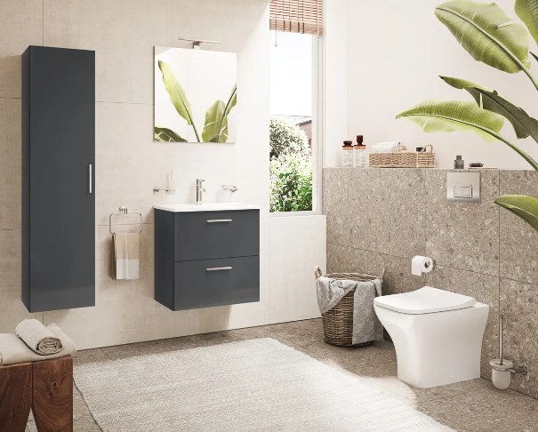 EASY PLUS nízká skříňka 35x35x145 cm, 1 dvířka, antracit 66167 Obrázek - fotka