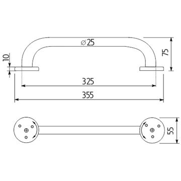 NIMCO UNIX madlo 325 mm, chrom UN 13035BM-26 Technický nákres