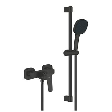GROHE CUBEO sprchový set s nástěnnou baterií, ruční sprcha se 2 proudy, tyč, hadice, Water Saving, matte black