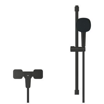 GROHE CUBEO sprchový set s nástěnnou baterií, ruční sprcha se 2 proudy, tyč, hadice, Water Saving, matte black 1018252430 Obrázek - fotka