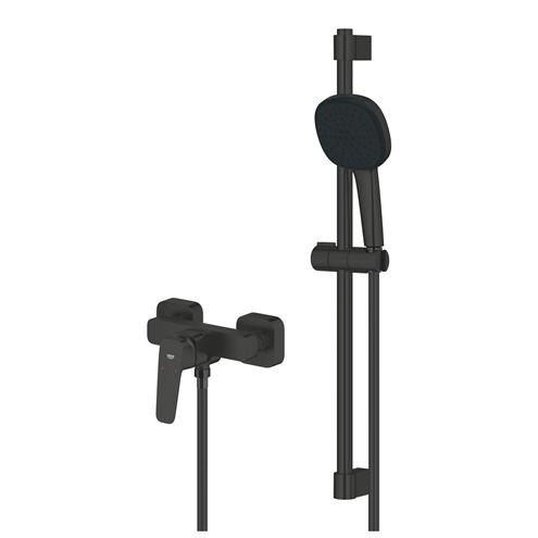 GROHE CUBEO sprchový set s nástěnnou baterií, ruční sprcha se 2 proudy, tyč, hadice, Water Saving, matte black 1018252430 Obrázek - fotka
