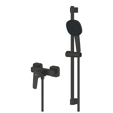 GROHE CUBEO sprchový set s nástěnnou baterií, ruční sprcha se 2 proudy, tyč, hadice, Water Saving, matte black 1018252430 Obrázek - fotka