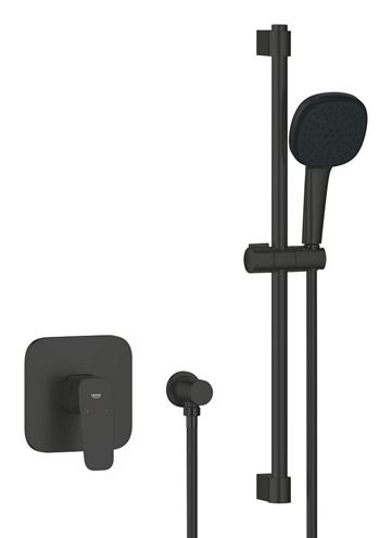 GROHE CUBEO sprchový set s podomítkovou baterií, ruční sprcha, tyč, hadice, nástěnné kolínko, matte black 1053352430 Obrázek - Hlavní obrázek