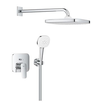GROHE CUBEO sprchový set s podomítkovou baterií, horní sprcha, ruční sprcha se 3 proudy, hadice, držák, chrom