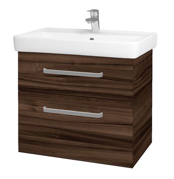 DŘEVOJAS Q MAX SZZ2 70 skříňka s umyvadlem 70x47,5x56 cm, 2 zásuvky, úchytka hliník mat, ořech