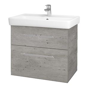 DŘEVOJAS Q MAX SZZ2 70 skříňka s umyvadlem 70x47,5x56 cm, 2 zásuvky, úchytka ocel, beton