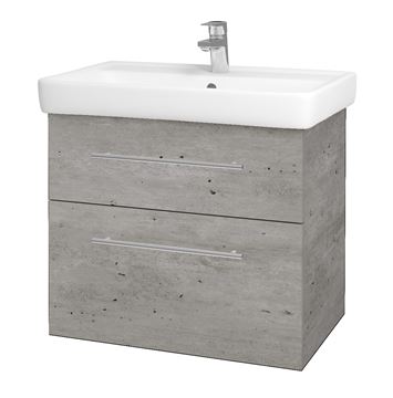 DŘEVOJAS Q MAX SZZ2 70 skříňka s umyvadlem 70x47,5x56 cm, 2 zásuvky, úchytka ocel, beton