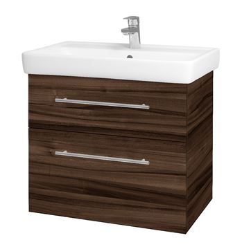 DŘEVOJAS Q MAX SZZ2 70 skříňka s umyvadlem 70x47,5x56 cm, 2 zásuvky, úchytka ocel, ořech