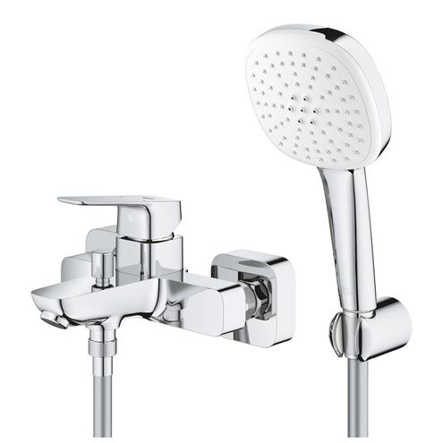 GROHE CUBEO vanová nástěnná baterie, s přepínačem, se sprchovou soupravou, chrom 1018140000 Obrázek - fotka