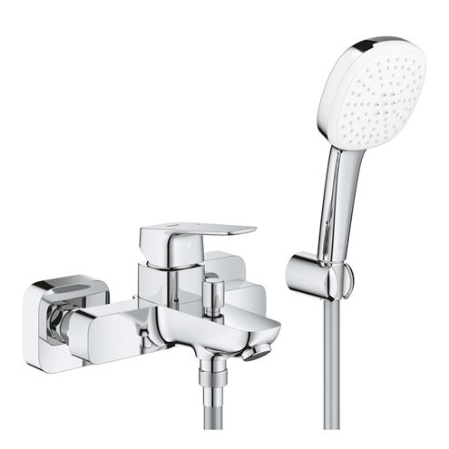 GROHE CUBEO vanová nástěnná baterie, s přepínačem, se sprchovou soupravou, chrom 1018140000 Obrázek - Hlavní obrázek