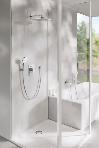 GROHE CUBEO vanová nástěnná baterie, s přepínačem, se sprchovou soupravou, chrom 1018140000 Obrázek - fotka