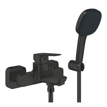 GROHE CUBEO vanová nástěnná baterie, s přepínačem, se sprchovou soupravou, matte black