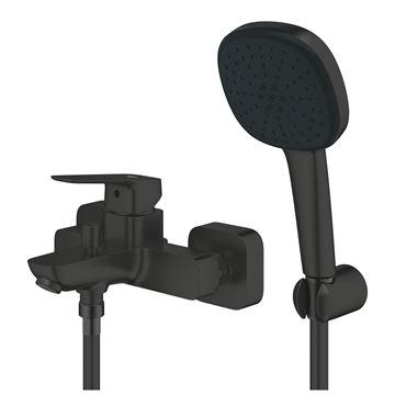 GROHE CUBEO vanová nástěnná baterie, s přepínačem, se sprchovou soupravou, matte black 1018142430 Obrázek - fotka