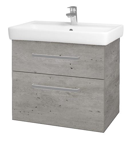 DŘEVOJAS Q MAX SZZ2 70 skříňka s umyvadlem 70x47,5x56 cm, 2 zásuvky, úchytka hliník mat, beton 67536-T01 Obrázek - Hlavní obrázek