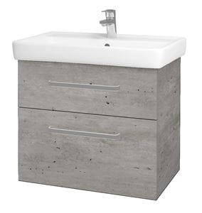 DŘEVOJAS Q MAX SZZ2 70 skříňka s umyvadlem 70x47,5x56 cm, 2 zásuvky, úchytka hliník mat, beton