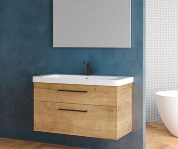 DŘEVOJAS Q MAX SZZ2 70 skříňka s umyvadlem 70x47,5x56 cm, 2 zásuvky, úchytka hliník mat, lesklá bílá/oregon 61732-T01 Obrázek - fotka
