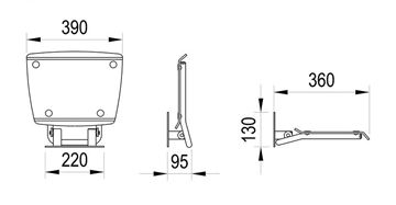 RAVAK OVO B II sedátko do sprchy, sklopné, nerez ocel/opal B8F0000052 Technický nákres